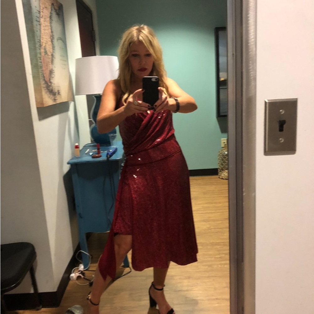 Dianne von Furstenberg size 2 sequined garnet red dress